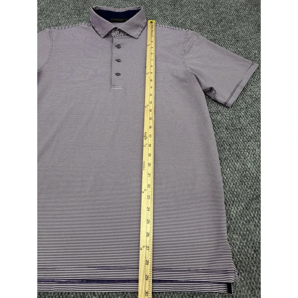 Greyson Men's Large Purple Striped Golf Performance Polo Shirt - Picture 7 of 8